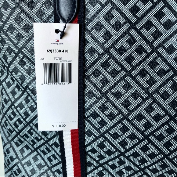 TOMMY HILFIGER WOMEN'S TOTE - NAVY BLUE LOGO w/RWB STRIPES New FREE SHIP - Picture 6 of 9